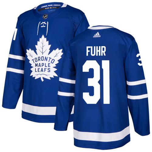 Adidas Maple Leafs #31 Grant Fuhr Blue Home Authentic Stitched NHL Jersey - Click Image to Close